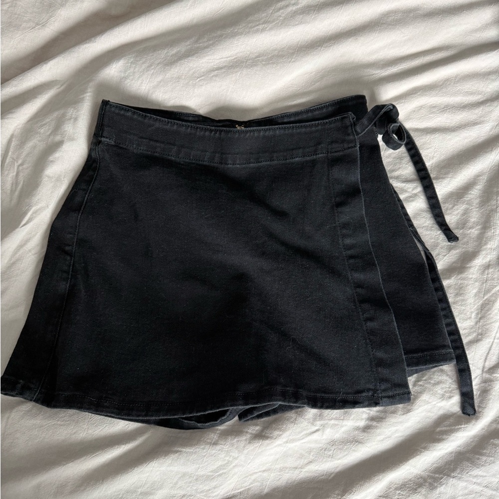 Express Black Mini Wrap Skirt